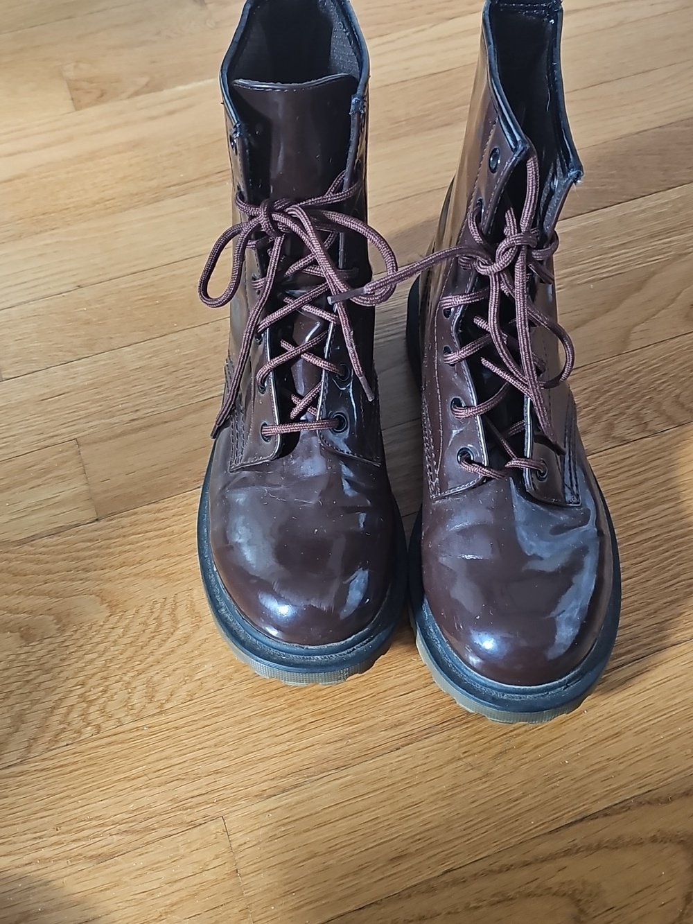 Milatary Style Brown Patent Leather Boot 9 - Picture 8 of 8